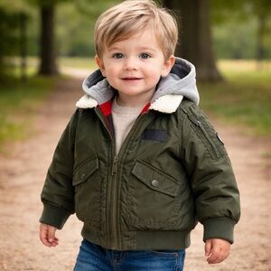 Ben Sherman Boys Khaki Fleece Lined Bomber Jacket